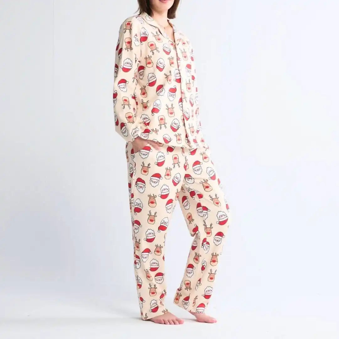 Christmas Pajama Top -  Santa and Rudolph