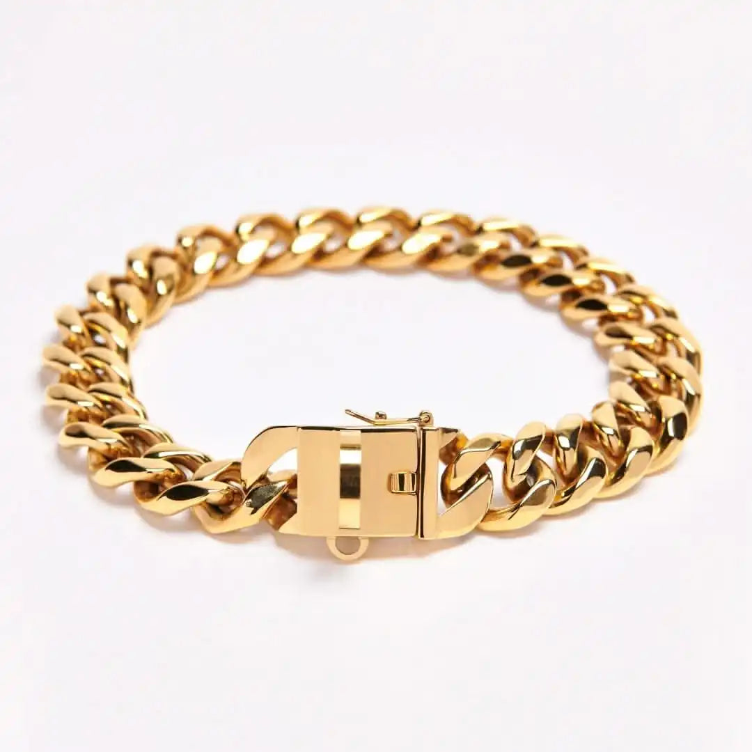 Cuban Link Chain Dog Collar - Gold