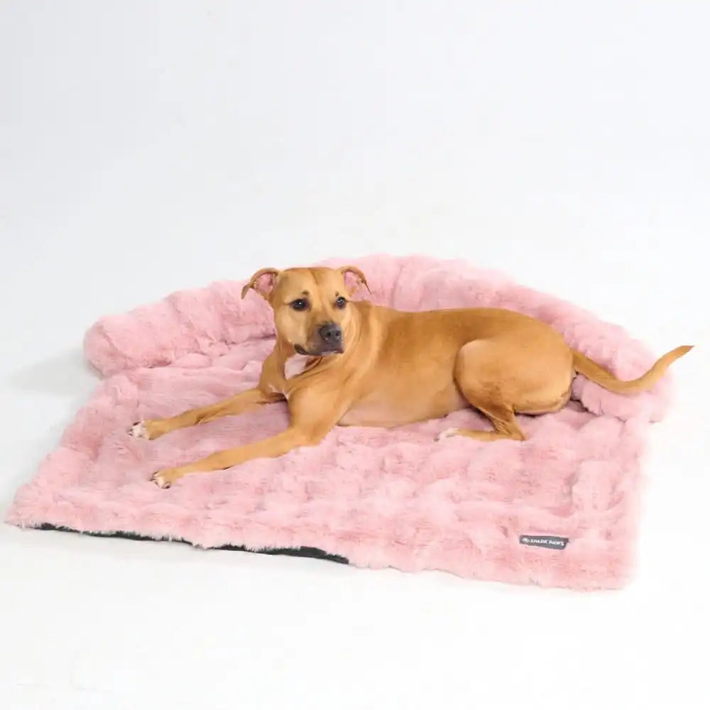 Calming Fluffy Couch Cover Dog Bed - Pink