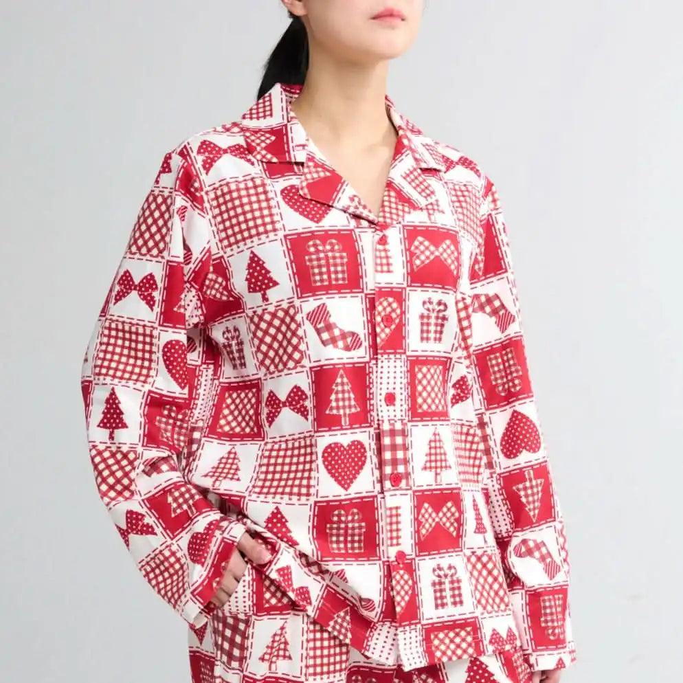 Human Pajama Top - Festive Patchwork