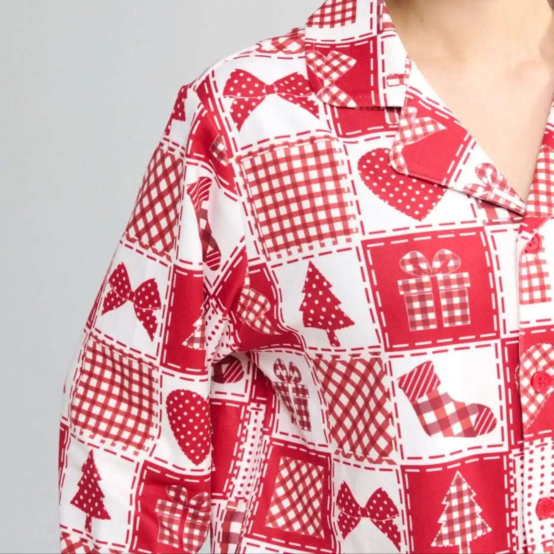 Human Pajama Top - Festive Patchwork